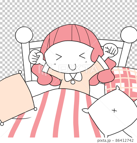 起きて伸びをする女性 86412742