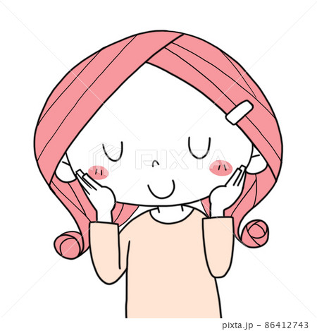 頬に手を当てる女性 86412743