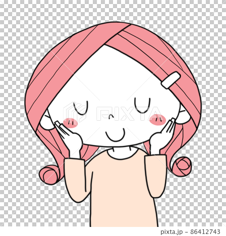 頬に手を当てる女性 86412743