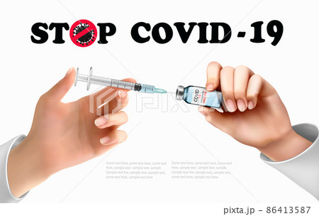 Coronavirus vaccine background. Covid-19 corona virus vaccination with syringe injection tool for covid19 immunization treatment. Stop Coranavirus concept. Vector Coronavirus vaccine background. Covid-19 corona virus vaccination with syringe injection tool for covid19 immunization treatment. Stop Coranavirus concept. Vector 86413587