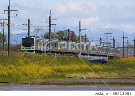 春の水田と宇都宮線205系(8両編成/日光線車両代走) 春の水田と宇都宮線205系(8両編成/日光線車両代走) 86413982