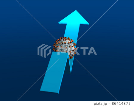 アフターコロナを表す景気回復イメージの青い矢印 横 アフターコロナを表す景気回復イメージの青い矢印 横 86414375
