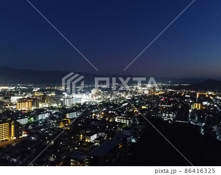 空撮 奈良県橿原市上空 大和八木駅周辺の夜景 86416325