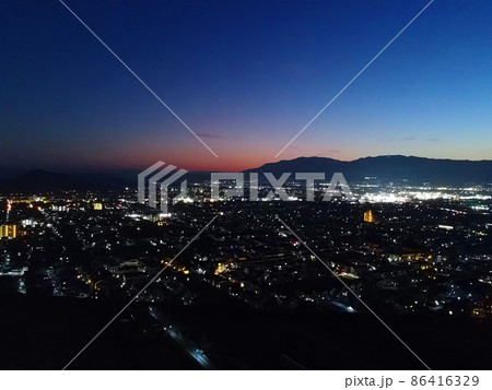 空撮 奈良県橿原市上空 大和八木駅周辺の夜景 86416329