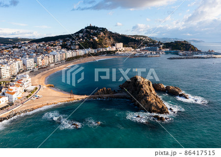 Aerial view of the seaside resort town of Blanes in Catalonia Aerial view of the seaside resort town of Blanes in Catalonia 86417515