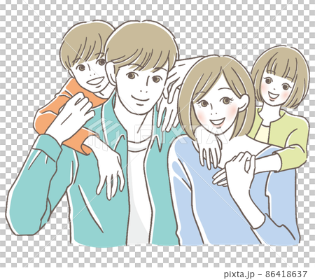 Smiling family of four people 86418637