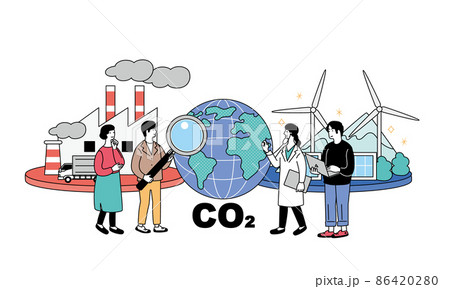 脱炭素をイメージした環境に優しい社会のコンセプトイラスト 86420280