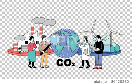 Concept illustration of an eco-friendly society with the image of decarbonization Concept illustration of an eco-friendly society with the image of decarbonization 86420280