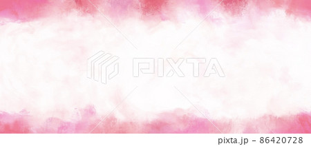 油絵と雲の抽象背景横長テンプレート）ピンクのフレーム　中央に白いスペース　キャンバスのテクスチャ　春 86420728