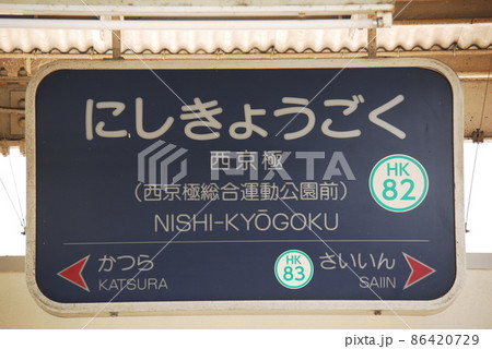 阪急 京都本線 西京極駅(HK82)の駅名表示板(京都市右京区)の写真