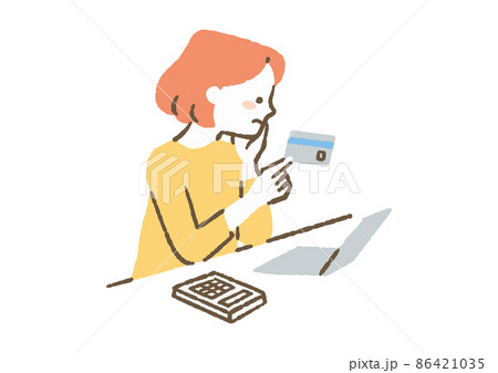 クレジットカードを持つ女性_色 クレジットカードを持つ女性_色 86421035