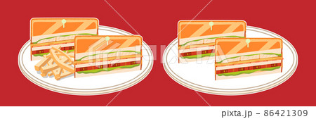 クラブハウスサンドのセット　四角（白フチあり） 86421309