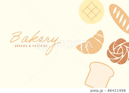 色々なパンの背景イラストのイラスト素材
