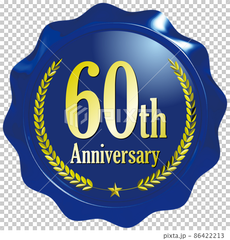 60 週年月桂密封蠟風格標誌藍色 60 週年月桂密封蠟風格標誌藍色 86422213