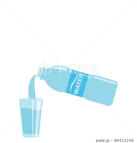 pouring bottled mineral water into a glass vector illustration design template 86422249