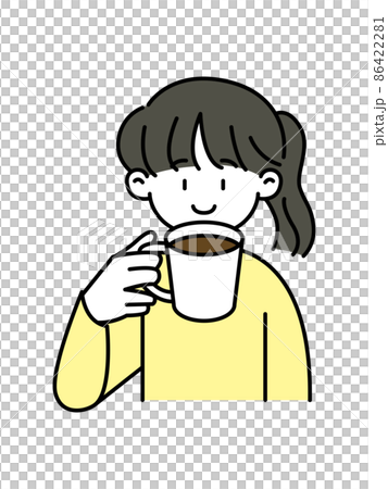 笑顔でコーヒーを飲む女性 86422281