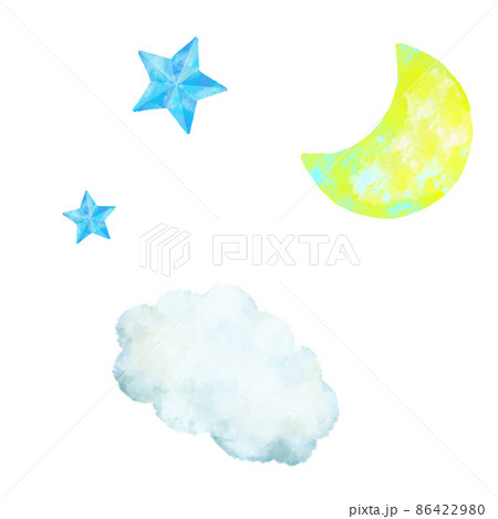 雲 月 星 水彩 パターン 雲 月 星 水彩 パターン 86422980