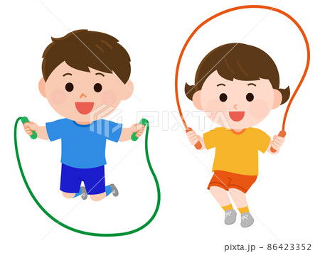縄跳びをする男の子と女の子　イラスト 86423352