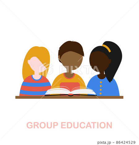 Group Education flat icon. Colored element sign from online education collection. Flat Group Education icon sign for web design, infographics and more. 86424529