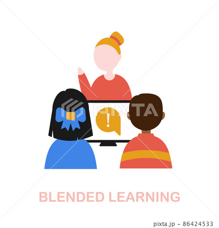Blended Learning flat icon. Colored element sign from online education collection. Flat Blended Learning icon sign for web design, infographics and more. 86424533