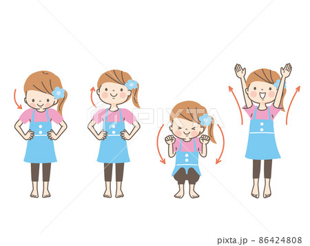 体操する女の子のイラスト素材セット 体操する女の子のイラスト素材セット 86424808