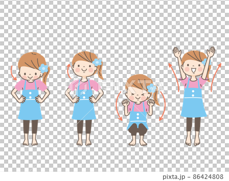 体操する女の子のイラスト素材セット 体操する女の子のイラスト素材セット 86424808