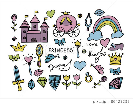 Set Vector Illustration Hand-Drawn Sketchy Fairy Tale Princess Tiara Crown Doodle Design Elements Set Vector Illustration. Cliparts for invitation, ad, book Set Vector Illustration Hand-Drawn Sketchy Fairy Tale Princess Tiara Crown Doodle Design Elements Set Vector Illustration. Cliparts for invitation, ad, book 86425235
