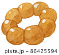 水彩絵の具で手描きされた美味しそうなもちもちのドーナッツ 86425594