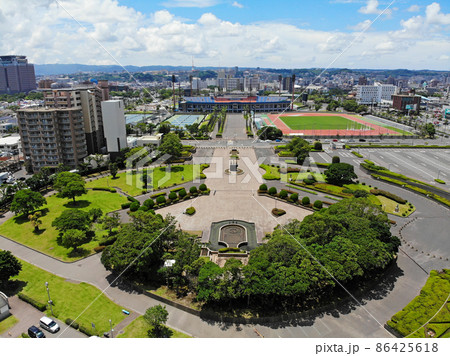 鹿児島市の与次郎の文化公園の空撮 86425618