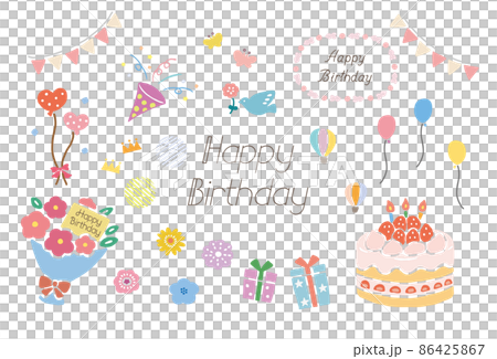 誕生日 イラスト かわいいベクターセット 誕生日 イラスト かわいいベクターセット 86425867