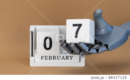 calendar with the date February 07. World Robotics Day 86427139