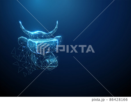 Abstract blue cow wears virtual reality glasses. 86428166