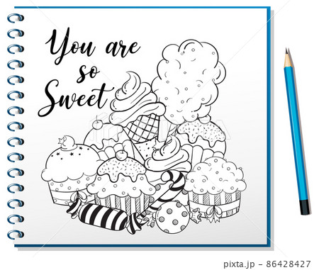 Hand drawn doodle icons on notebook Hand drawn doodle icons on notebook 86428427
