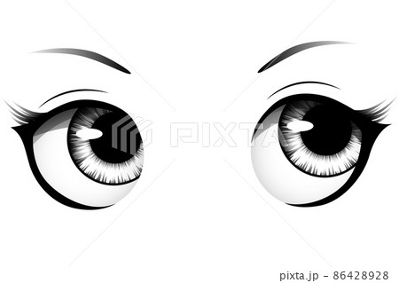 Hand drawn cartoon woman eyes with detailed irises, eyebrows and lashes. Typography vector illustration Hand drawn cartoon woman eyes with detailed irises, eyebrows and lashes. Typography vector illustration 86428928