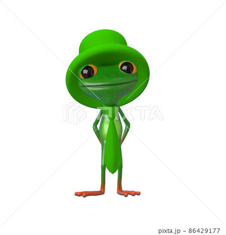3D Illustration Frog in a Green Hat 86429177