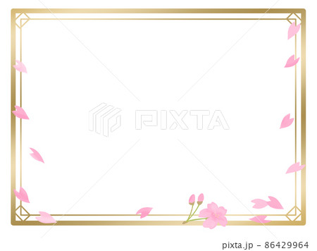 桜がひらりと舞う金のフレーム 86429964