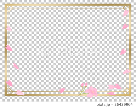 桜がひらりと舞う金のフレーム 86429964