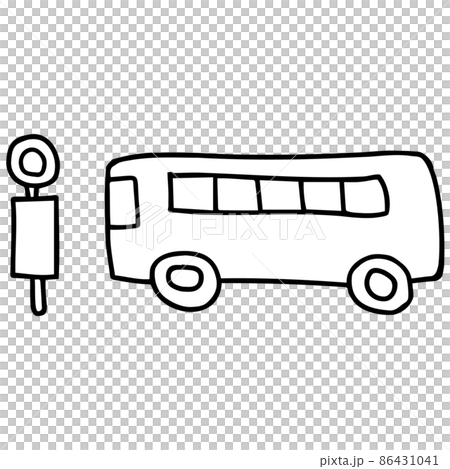バスとバス停の線画イラスト 86431041