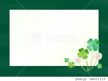 背景素材 黒板 クローバー 春フレーム 86431125