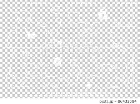 猫のポーズイラストセット（ライン） 86432584