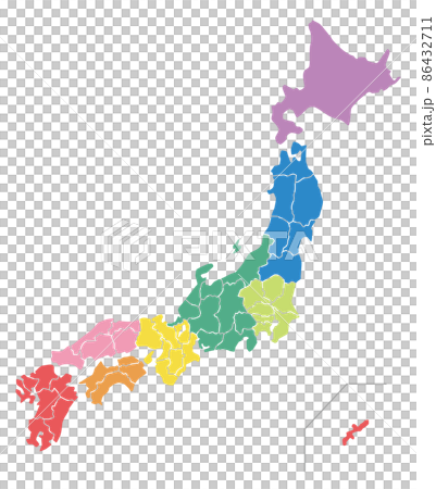 日本地圖（地區劃分）有縣界 86432711