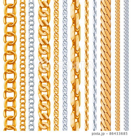 Gold and silver chains vector set 86433685