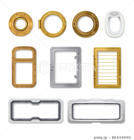Porthole Realistic Icon Set Porthole Realistic Icon Set 86434040