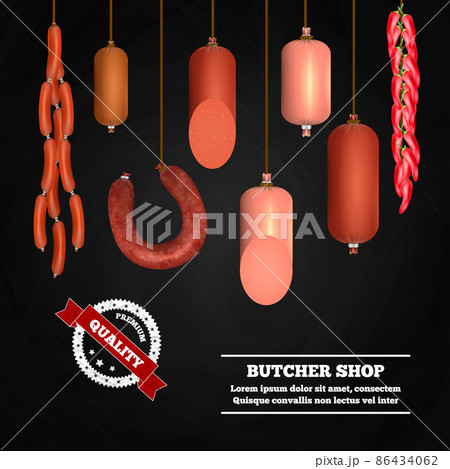 Butcher Shop Realistic Composition 86434062