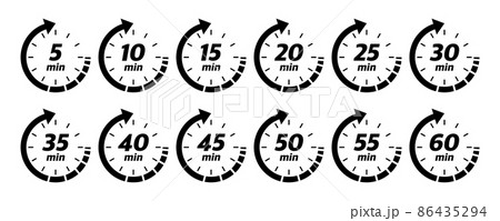 10, 15, 20, 25, 30, 35, 40, 45, 50 min, great design for any purposes. Vector logo 86435294