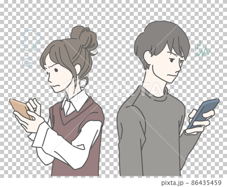 Young men and women fighting-smartphones, SNS, netoge 86435459