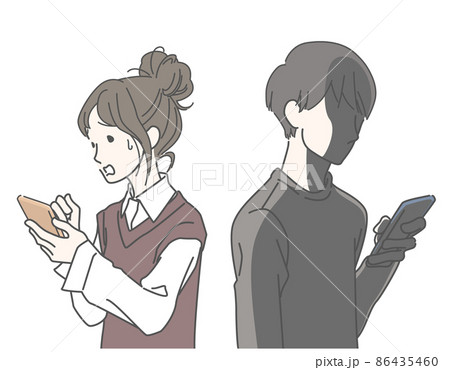 人間関係のトラブルで困る若い女性 - スマホ・SNS・ネトゲ 86435460