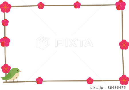 梅とウグイスのフレームイラストのイラスト素材 [86436476] - PIXTA