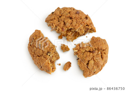 oatmeal cookies with flax, pumpkin and sunflower seeds with clipping path and full depth of field. Top view. Flat lay oatmeal cookies with flax, pumpkin and sunflower seeds with clipping path and full depth of field. Top view. Flat lay 86436750
