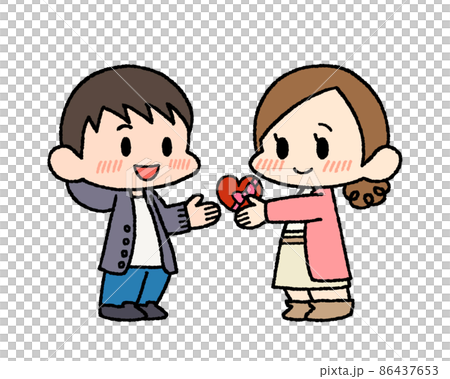 Men and women handing out Valentine's Day gifts Men and women handing out Valentine's Day gifts 86437653